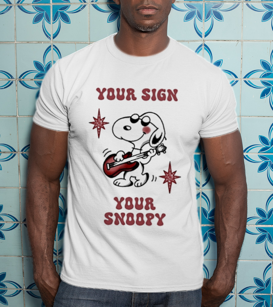 Your Sign Your Snoopy Guitar Iconic Peanuts Character Playing Music T-Shirt