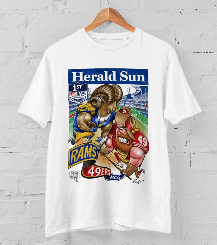 Herald Sun 1st NFL Game Down Under September 11 2026 Rams Vs 49ers MCG Melbourne T-Shirt