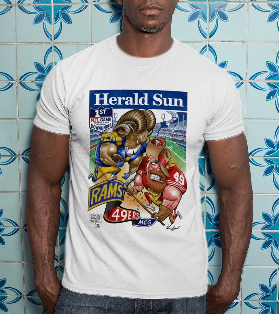 Herald Sun 1st NFL Game Down Under September 11 2026 Rams Vs 49ers MCG Melbourne T-Shirt