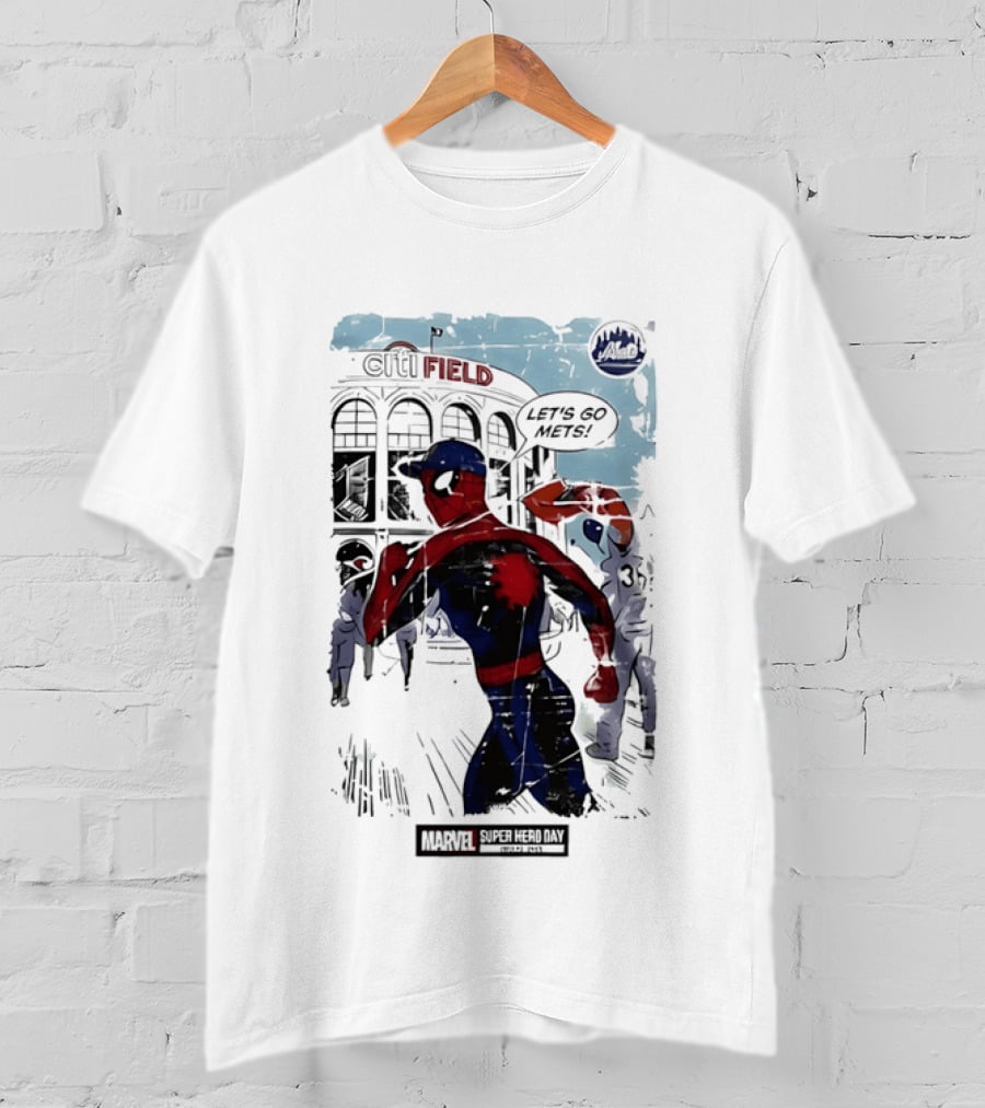 Marvel Spiderman Citi Field Let's Go Mets T-Shirt