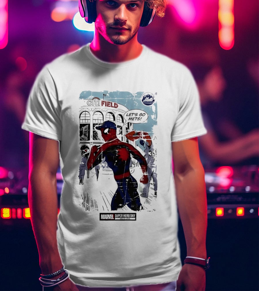 Marvel Spiderman Citi Field Let's Go Mets T-Shirt