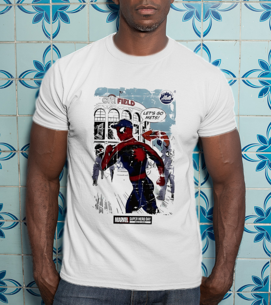 Marvel Spiderman Citi Field Let's Go Mets T-Shirt