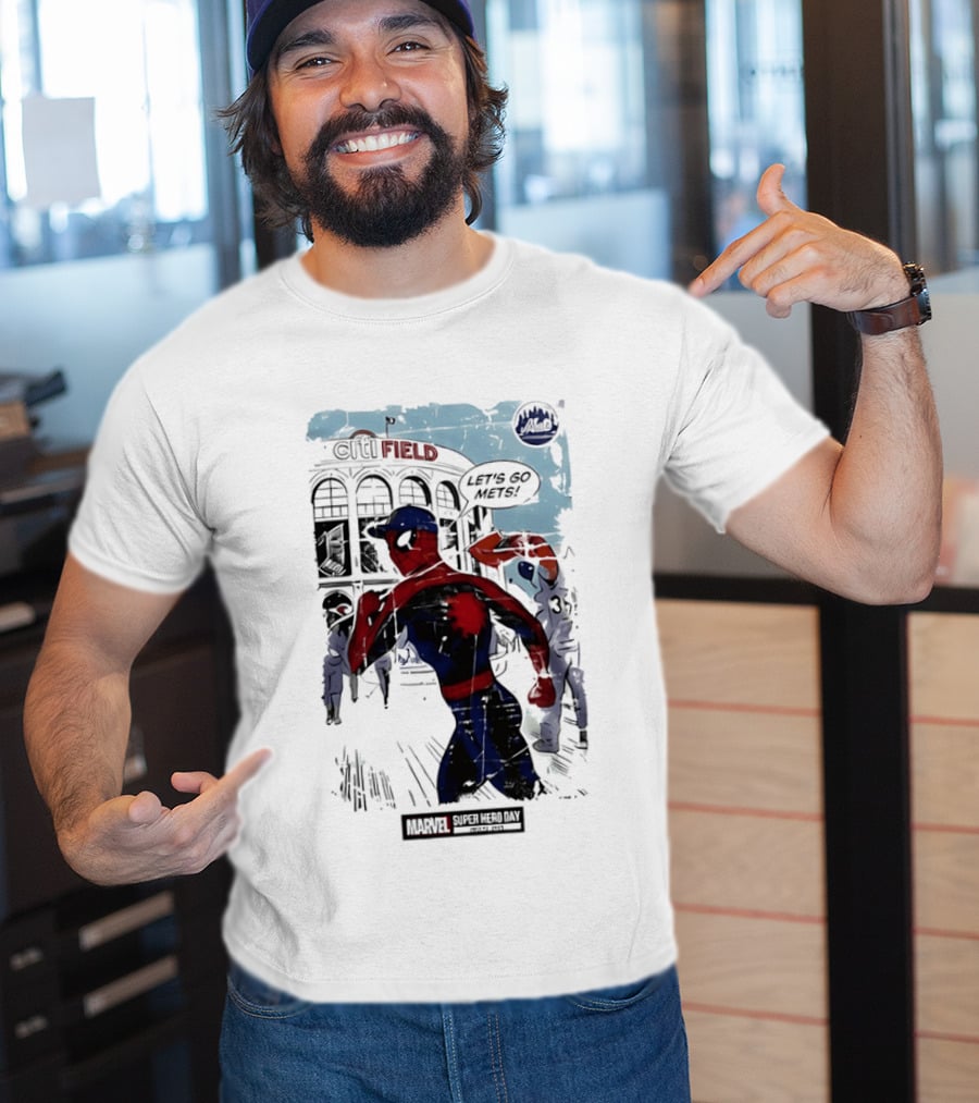 Marvel Spiderman Citi Field Let's Go Mets T-Shirt