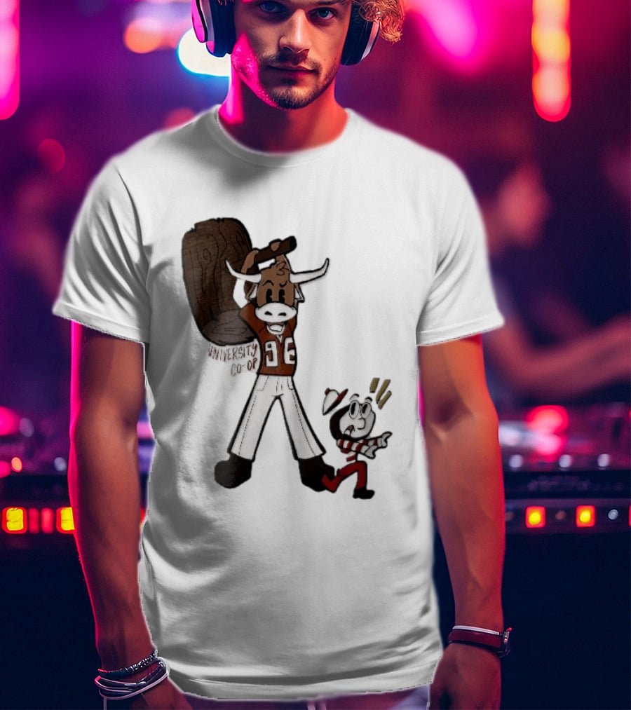 Texas Longhorns University Co Op Cartoon Longhorn 96 Football T-Shirt