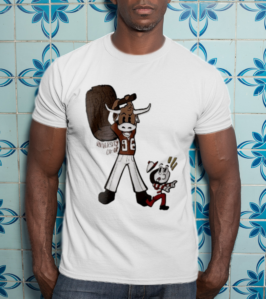 Texas Longhorns University Co Op Cartoon Longhorn 96 Football T-Shirt