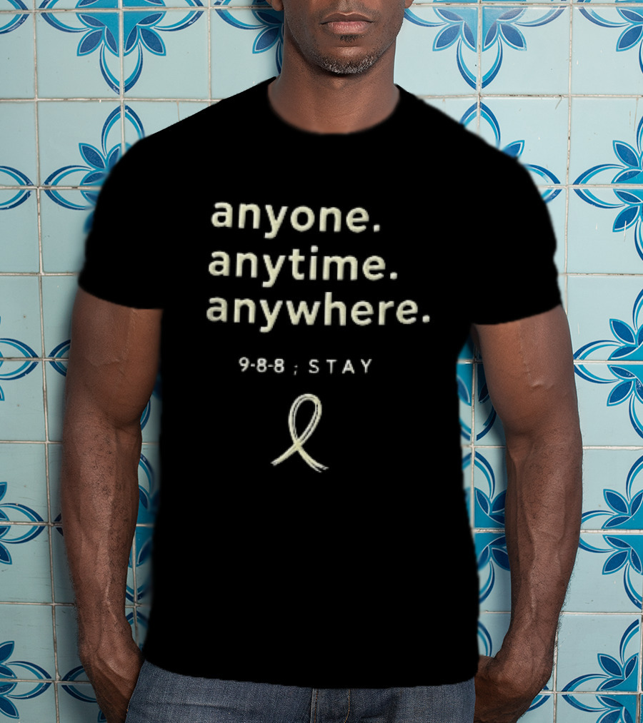 Anyone Anytime Anywhere 9 8 Stay Yellow Awareness Ribbon T-Shirt