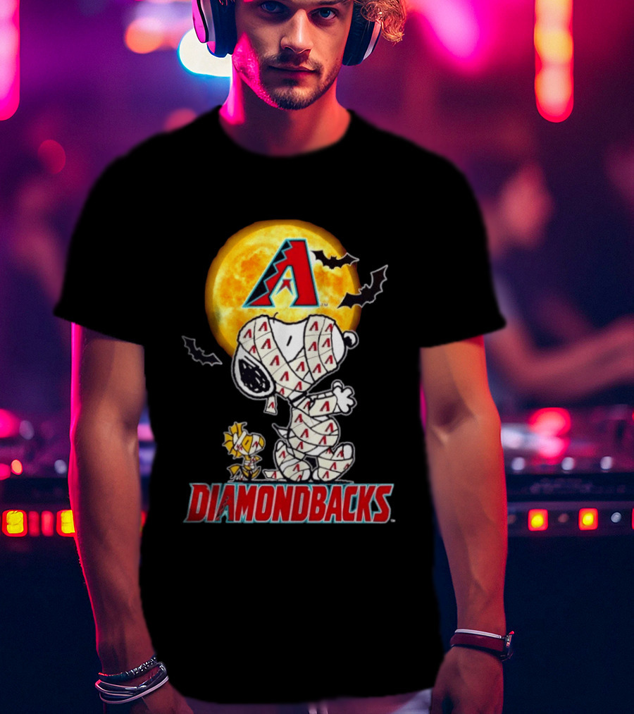 Arizona Diamondbacks Snoopy Woodstock Mummy Halloween Moon Bats T-Shirt