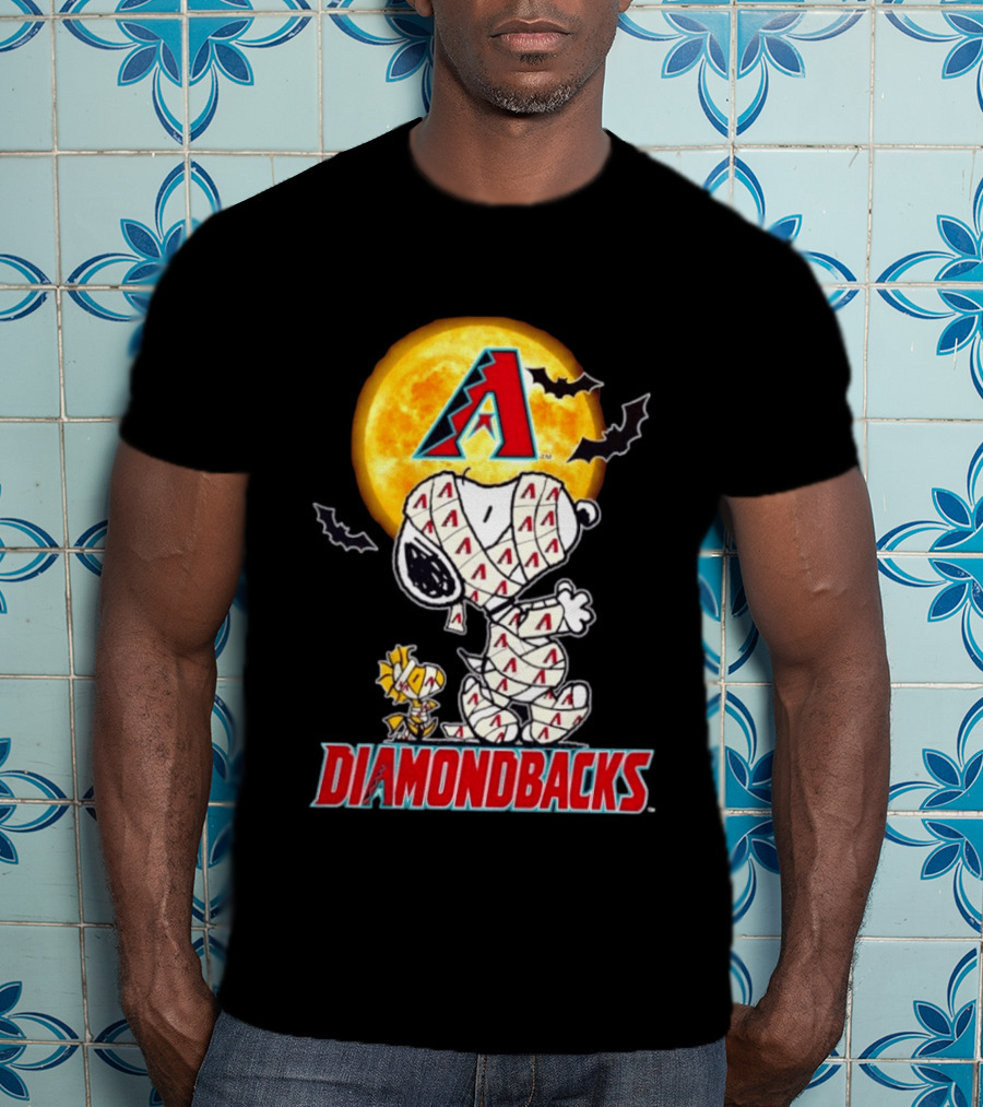 Arizona Diamondbacks Snoopy Woodstock Mummy Halloween Moon Bats T-Shirt