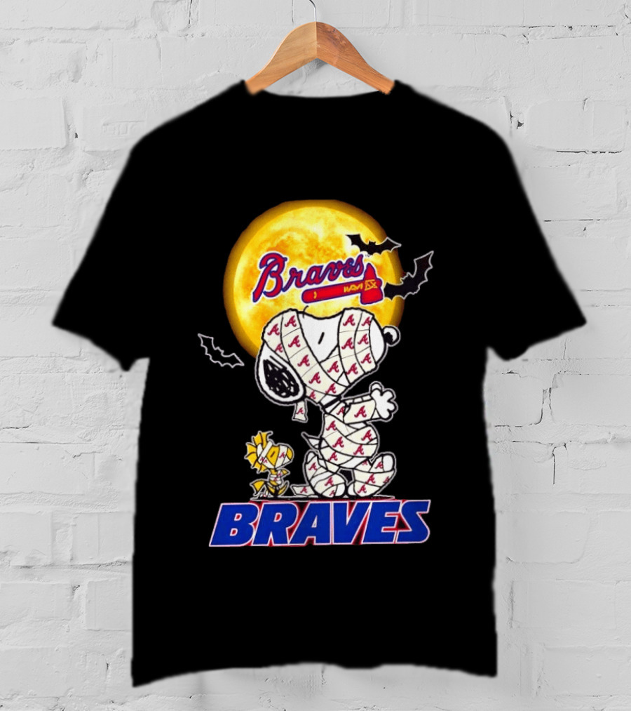 Atlanta Braves Halloween Snoopy Woodstock Mummy Cosplay T-Shirt