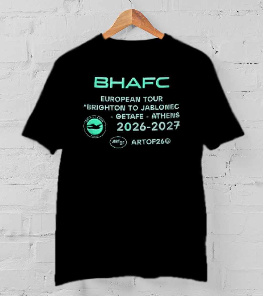 Brighton And Hove Albion BHAFC European Tour Jablonec Getafe Athens 2026 2027 AMEX Seagulls T-Shirt