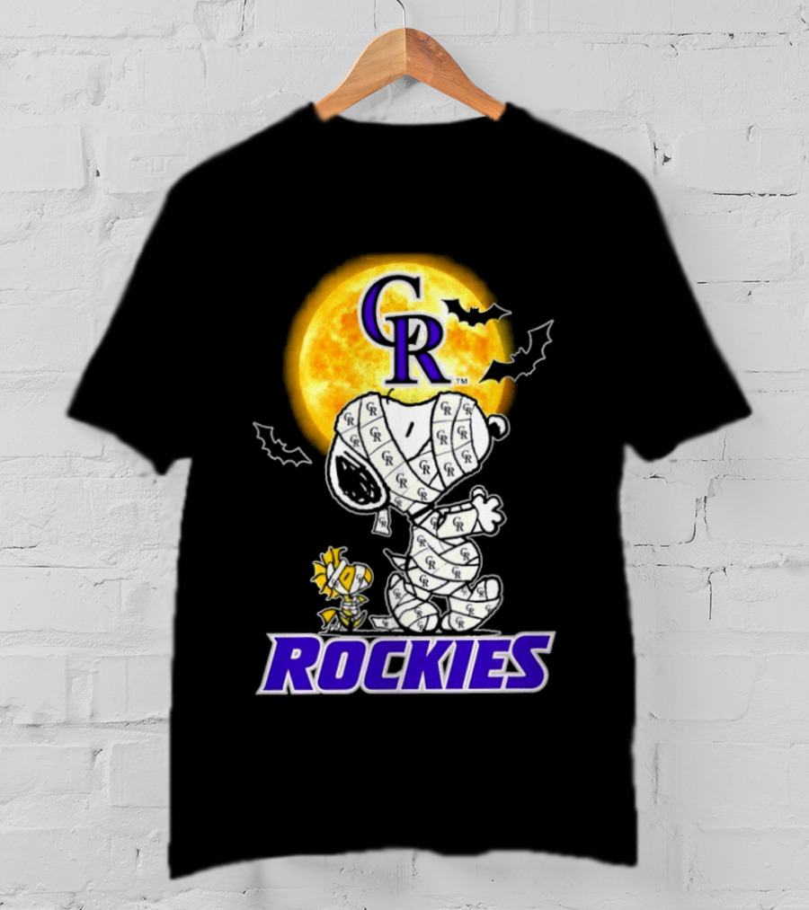 Colorado Rockies Snoopy Woodstock Mummy Halloween Cosplay Moon T-Shirt