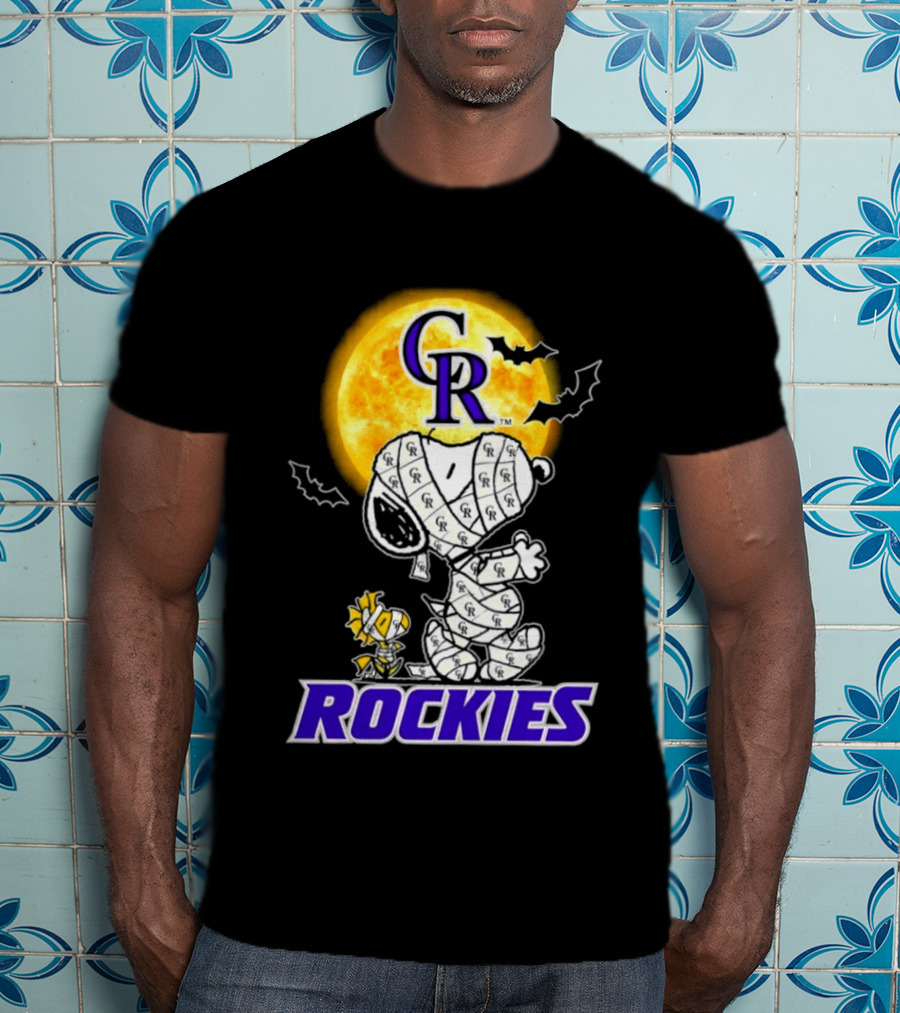 Colorado Rockies Snoopy Woodstock Mummy Halloween Cosplay Moon T-Shirt
