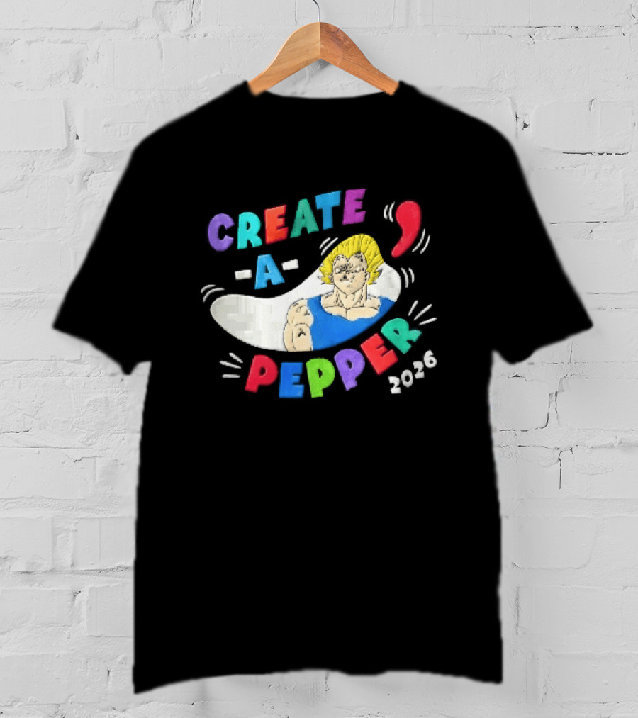 Create A Pepper 2026 Cartoon Anime Majin Vegeta T-Shirt