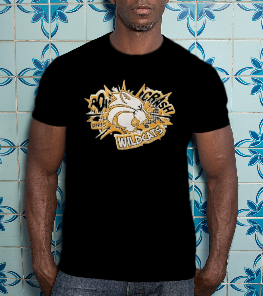 RHHS Wildcats Pow Crash Comic Burst Halftone Head T-Shirt