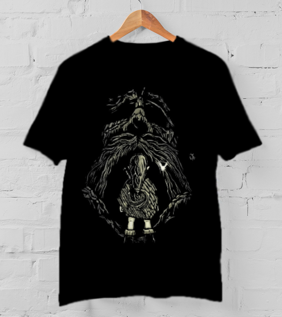 Link Back View At Great Deku Tree Glowing Fairy Entrance T-Shirt