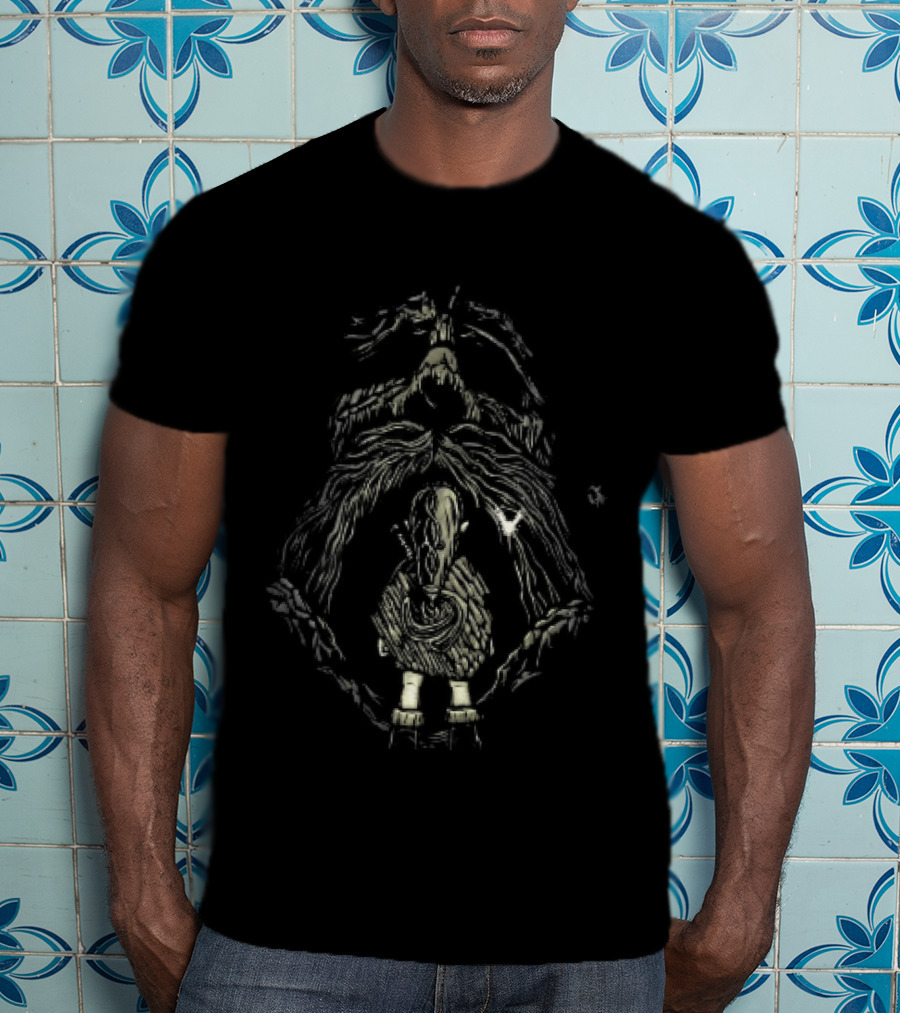 Link Back View At Great Deku Tree Glowing Fairy Entrance T-Shirt