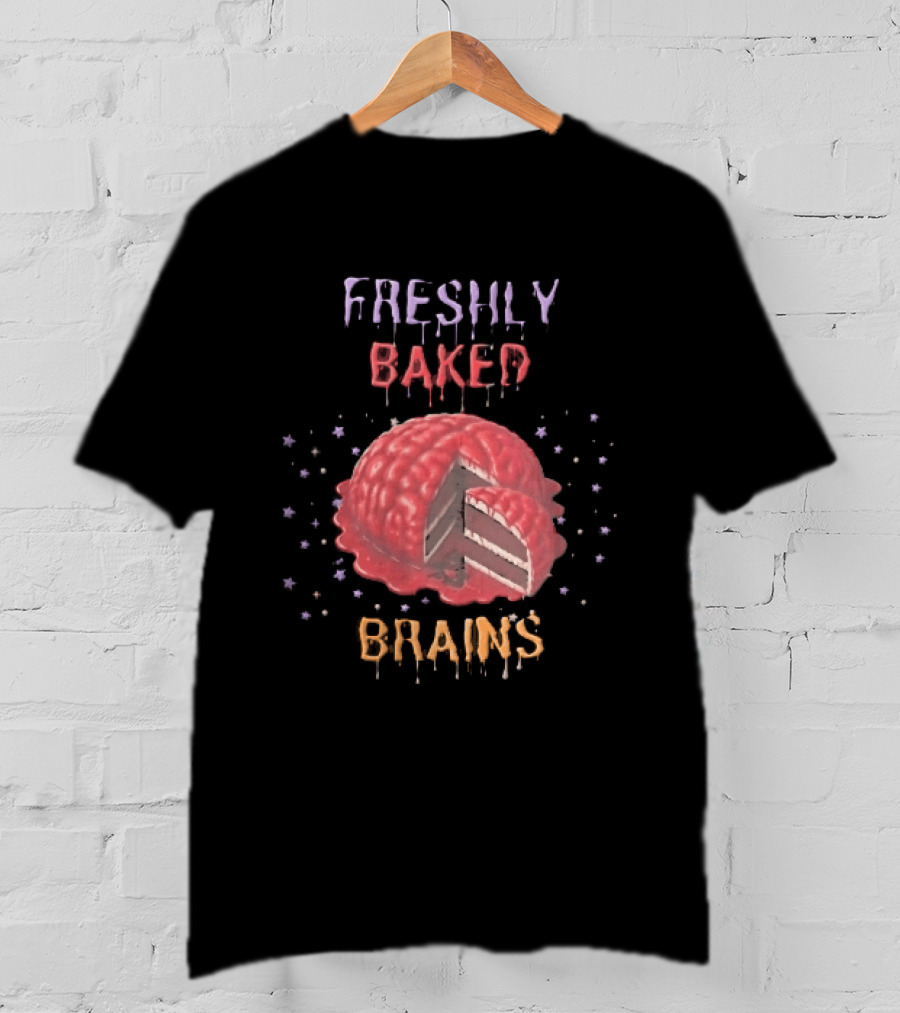 Freshly Baked Brains Red Layered Cake Slice With Stars T-Shirt