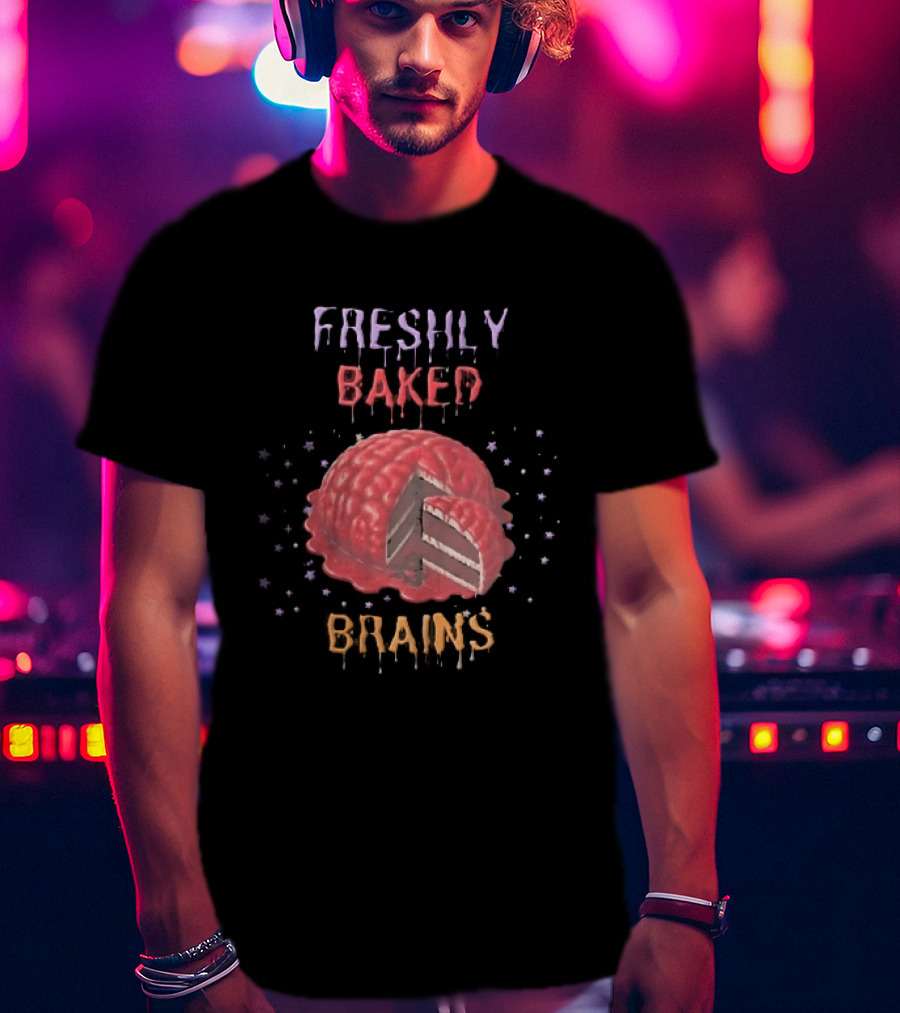 Freshly Baked Brains Red Layered Cake Slice With Stars T-Shirt