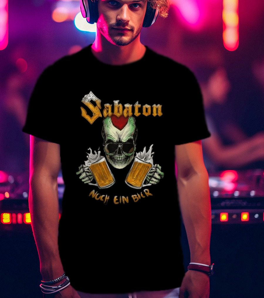Sabaton Noch Ein Bier Skull With Dual Beer S And Skull T-Shirt