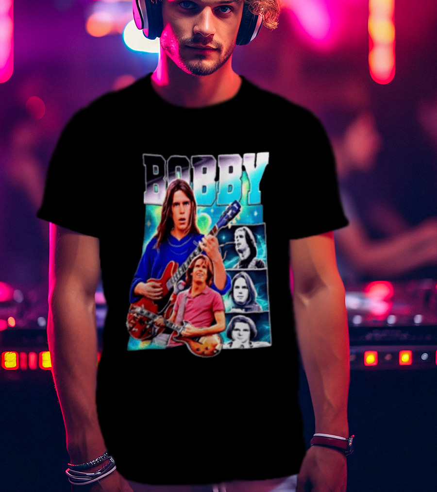 Bobby Guitarist Red Electric Guitar Collage Retro Photos T-Shirt