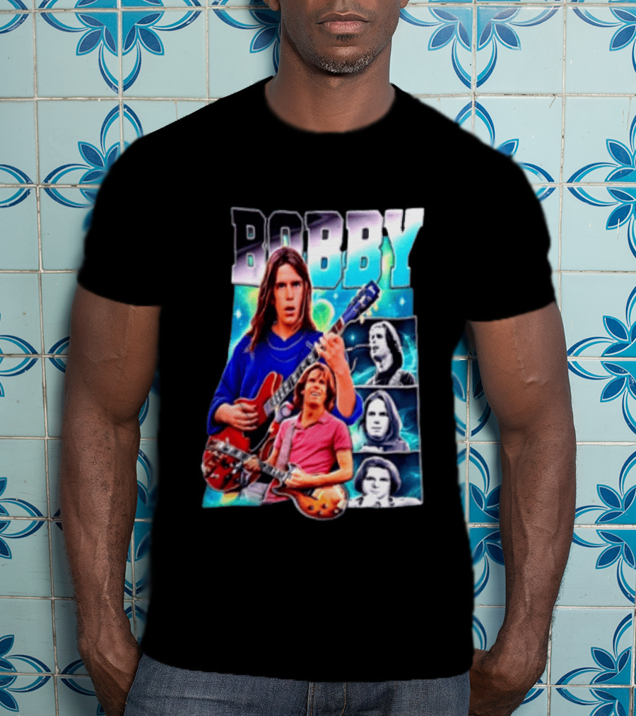 Bobby Guitarist Red Electric Guitar Collage Retro Photos T-Shirt