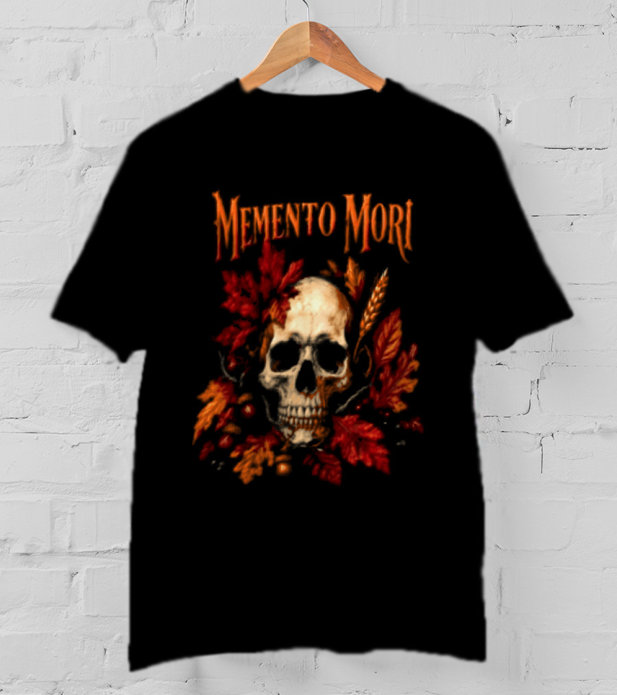 Memento Mori Skull Autumn Leaves T-Shirt