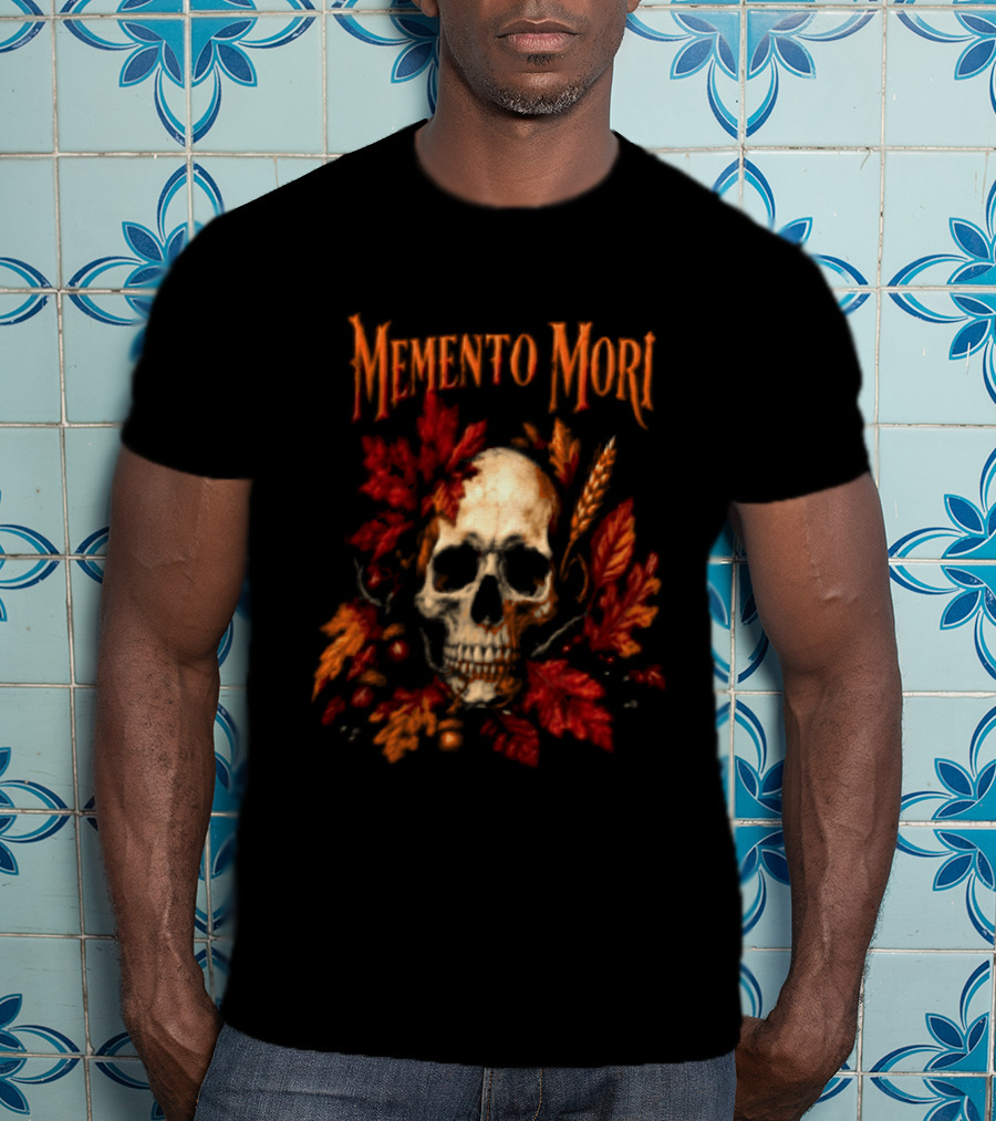 Memento Mori Skull Autumn Leaves T-Shirt