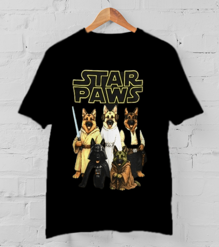 Star Paws German Shepherd Dogs In Space Costumes With Lightsaber T-Shirt