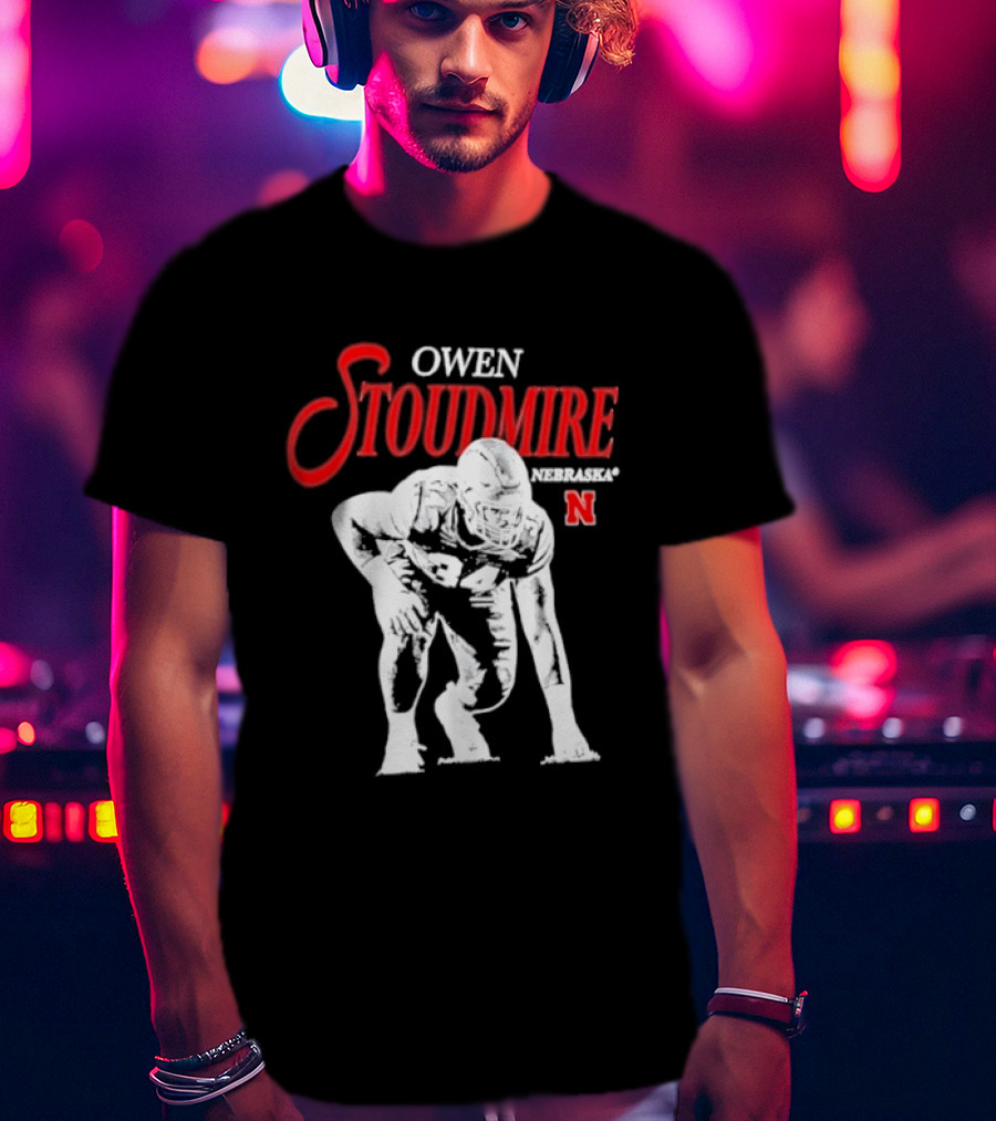Owen Stoudmire Nebraska Cornhuskers NCAA Football Pose T-Shirt
