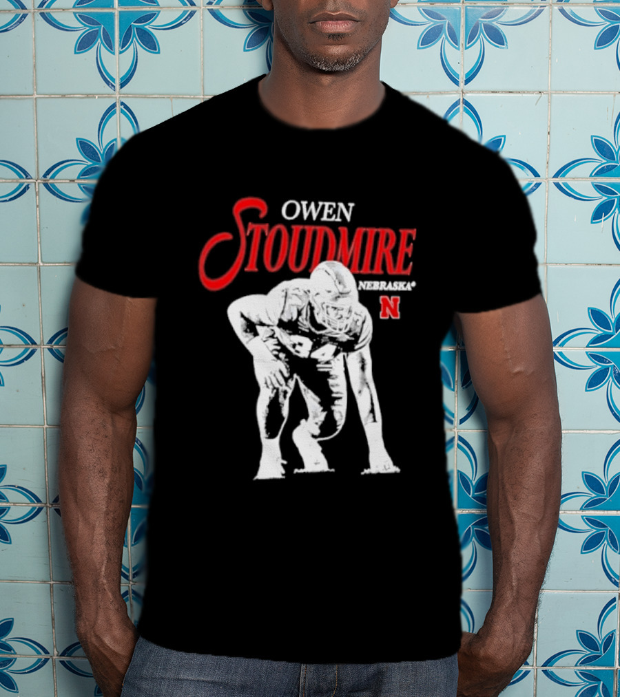 Owen Stoudmire Nebraska Cornhuskers NCAA Football Pose T-Shirt