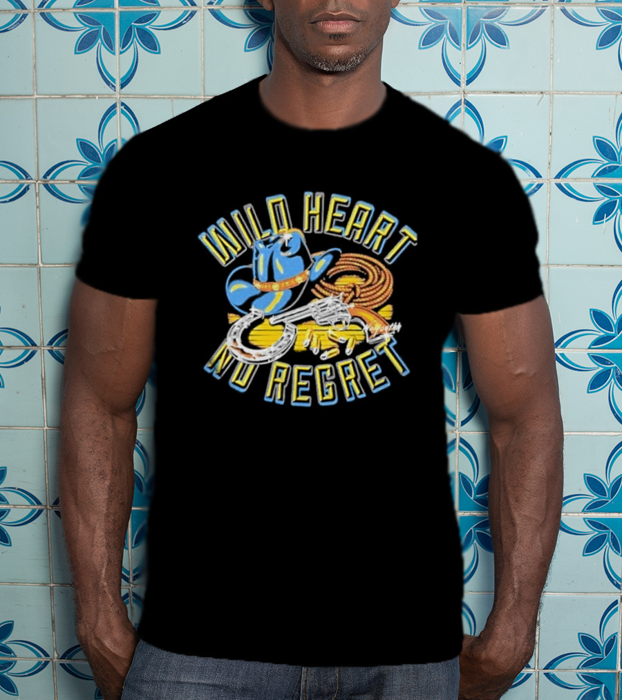Wild Heart No Regret Cowboy Hat Revolver Horseshoe Rope T-Shirt