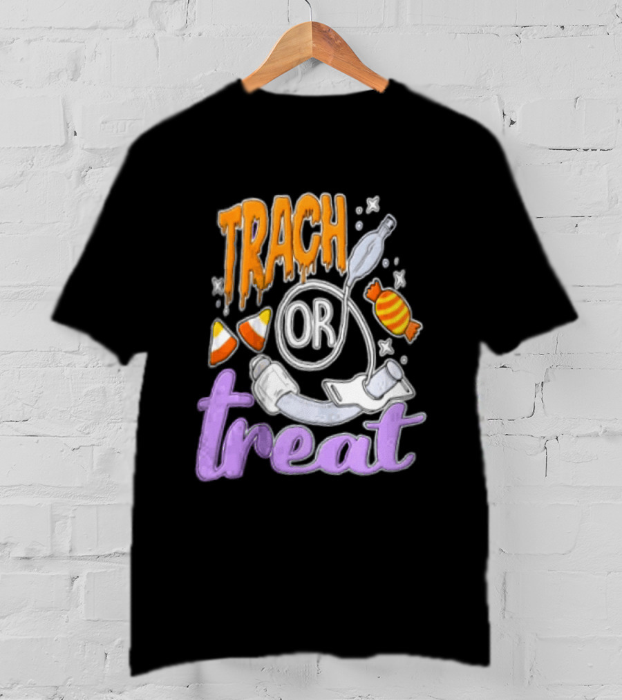 Trach Or Treat Halloween Tracheostomy Medical Candy T-Shirt