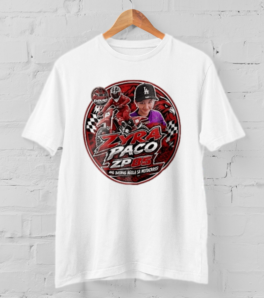 Zyra Paco ZP85 Enduro Ang Batang Agila SA Motocross Dirt Bike Rider Eagle Checkered Flags T-Shirt