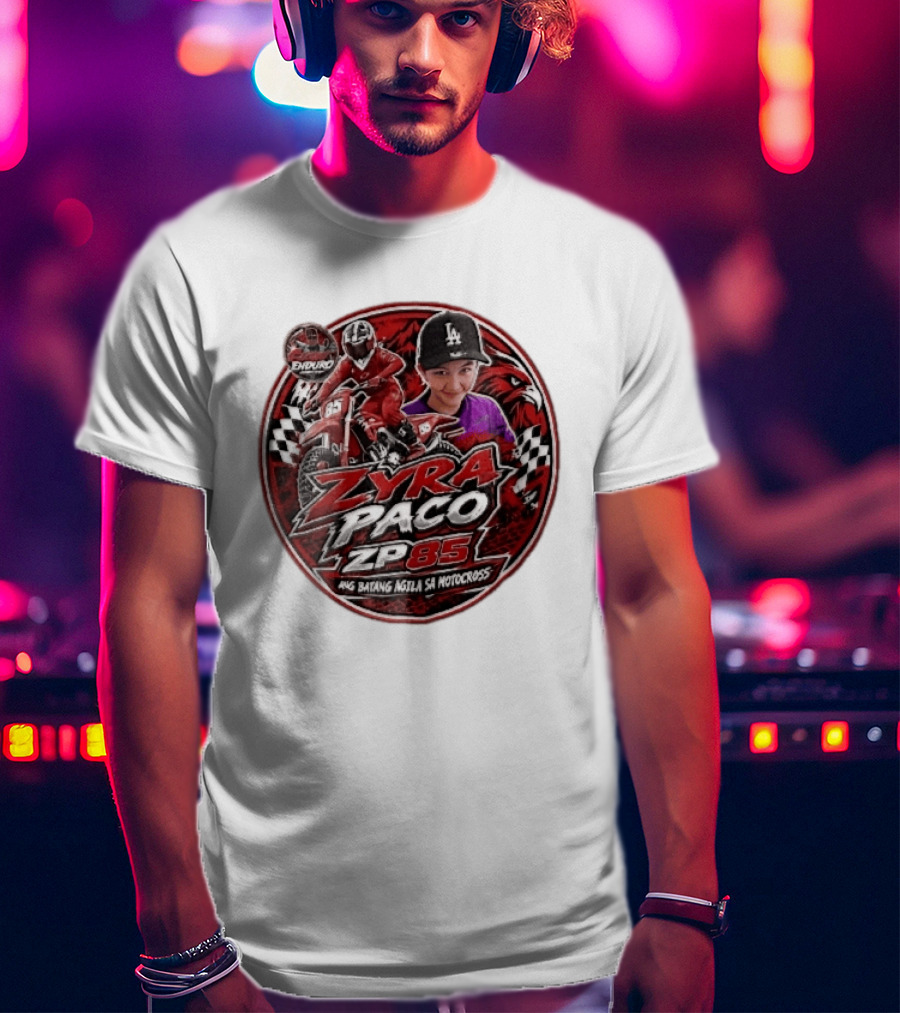 Zyra Paco ZP85 Enduro Ang Batang Agila SA Motocross Dirt Bike Rider Eagle Checkered Flags T-Shirt