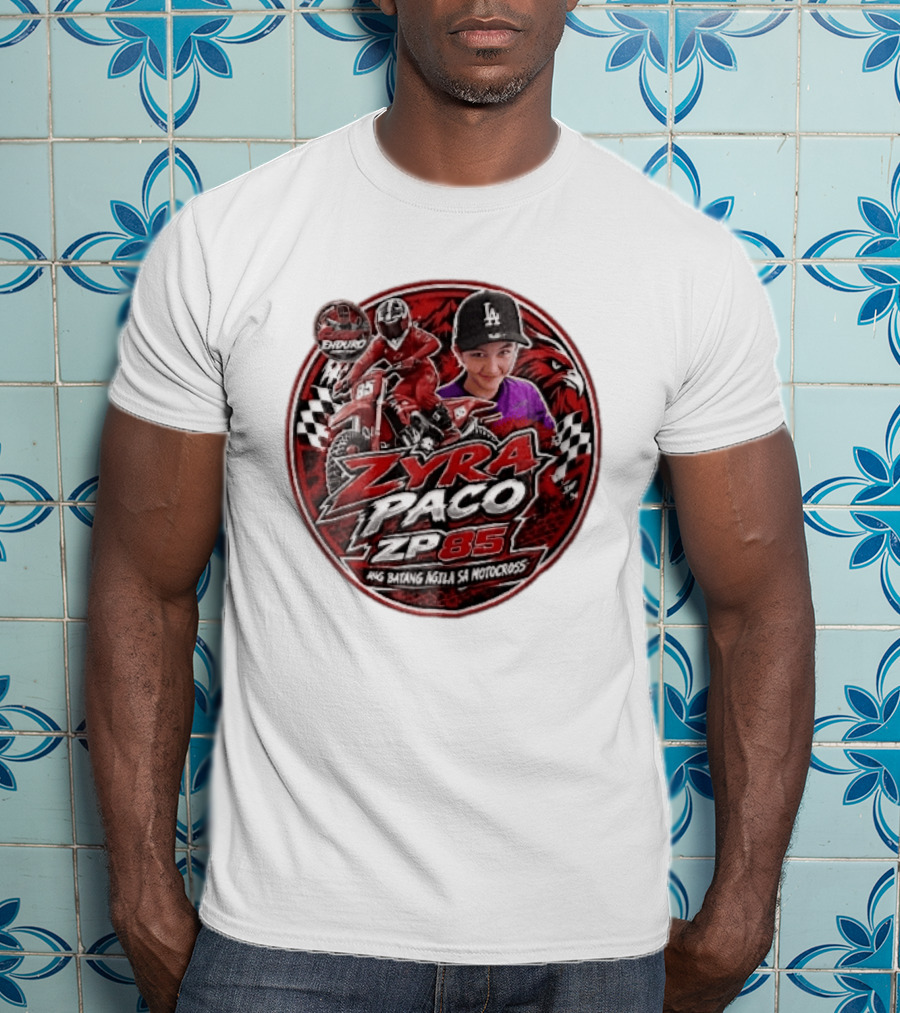 Zyra Paco ZP85 Enduro Ang Batang Agila SA Motocross Dirt Bike Rider Eagle Checkered Flags T-Shirt