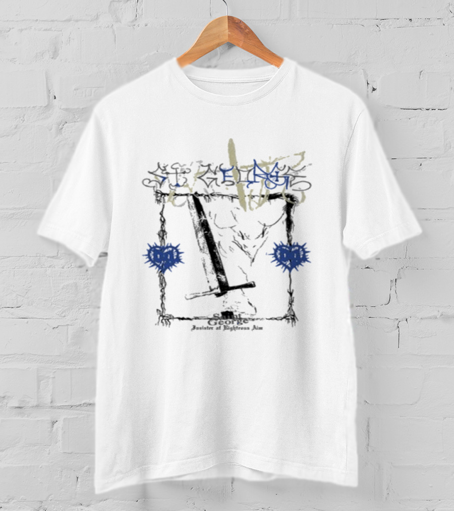 Bladee Martyr St. George Enhanced Print Skull Swords Roses T-Shirt