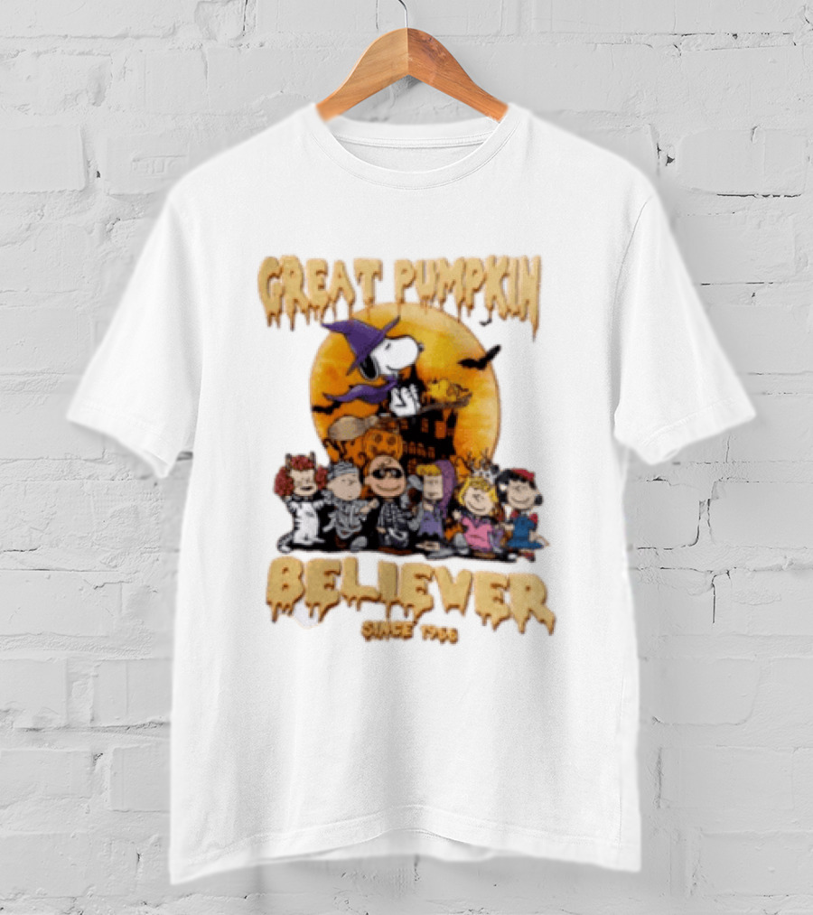 Great Pumpkin Believer Since 1966 Peanuts Halloween Snoopy Woodstock Charlie Brown Linus Sally Lucy Iconic Cartoon T-Shirt