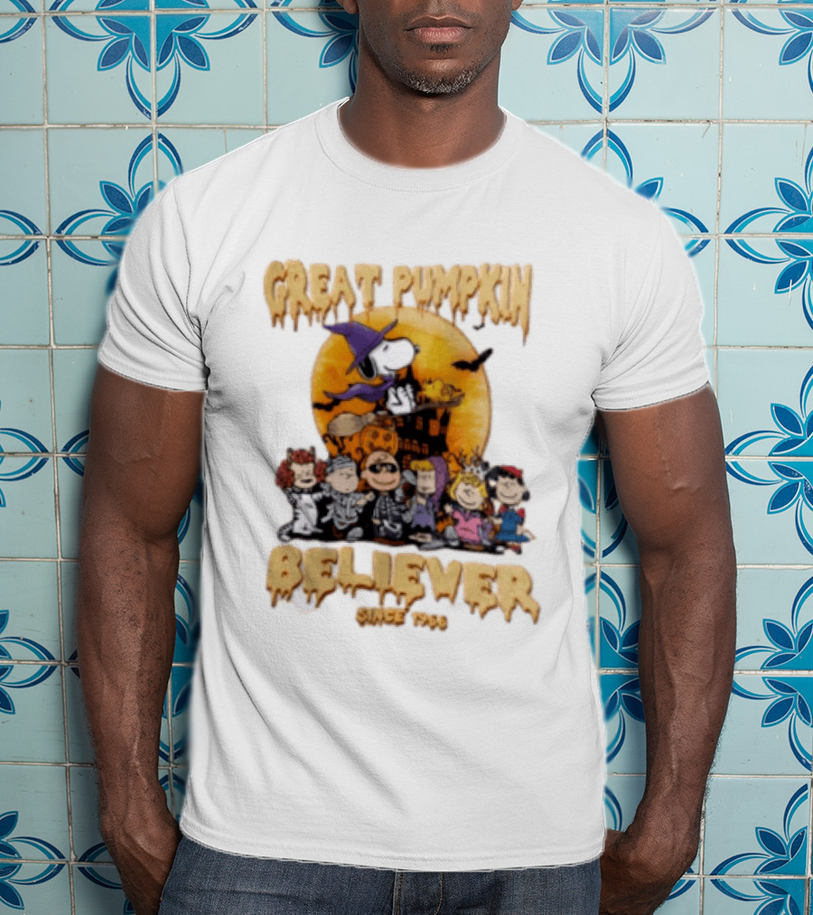 Great Pumpkin Believer Since 1966 Peanuts Halloween Snoopy Woodstock Charlie Brown Linus Sally Lucy Iconic Cartoon T-Shirt