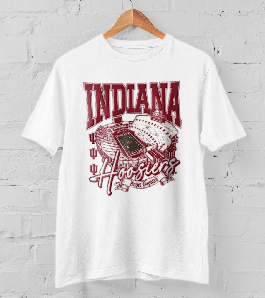 Indiana Hoosiers Never Daunted Memorial Stadium Aerial View Football Field Banner T-Shirt