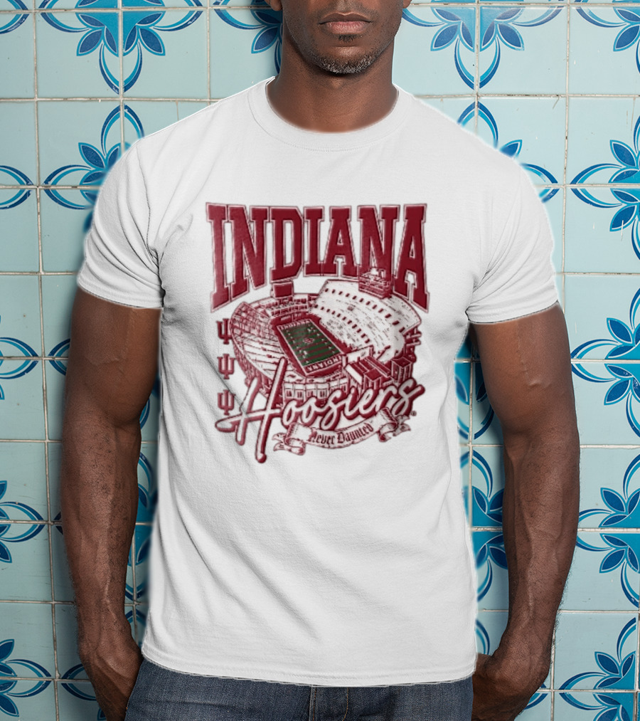 Indiana Hoosiers Never Daunted Memorial Stadium Aerial View Football Field Banner T-Shirt