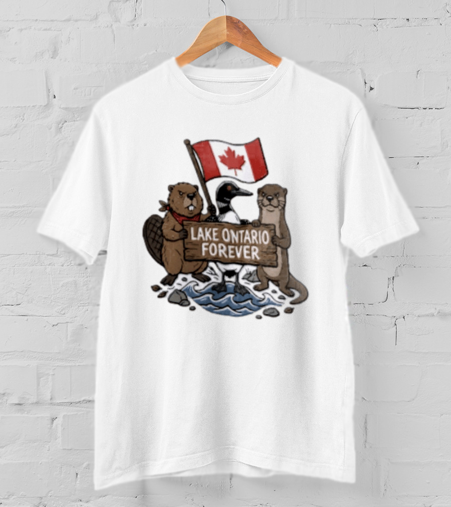 Lake Ontario Forever Canadian Flag Beaver Goose Otter T-Shirt