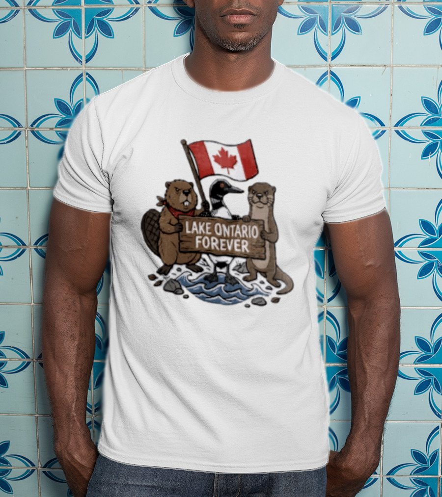 Lake Ontario Forever Canadian Flag Beaver Goose Otter T-Shirt