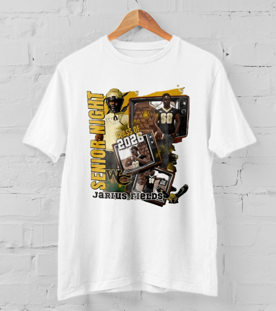 Senior Night Jarius Fields Class Of 2026 WC Football Player Collage T-Shirt