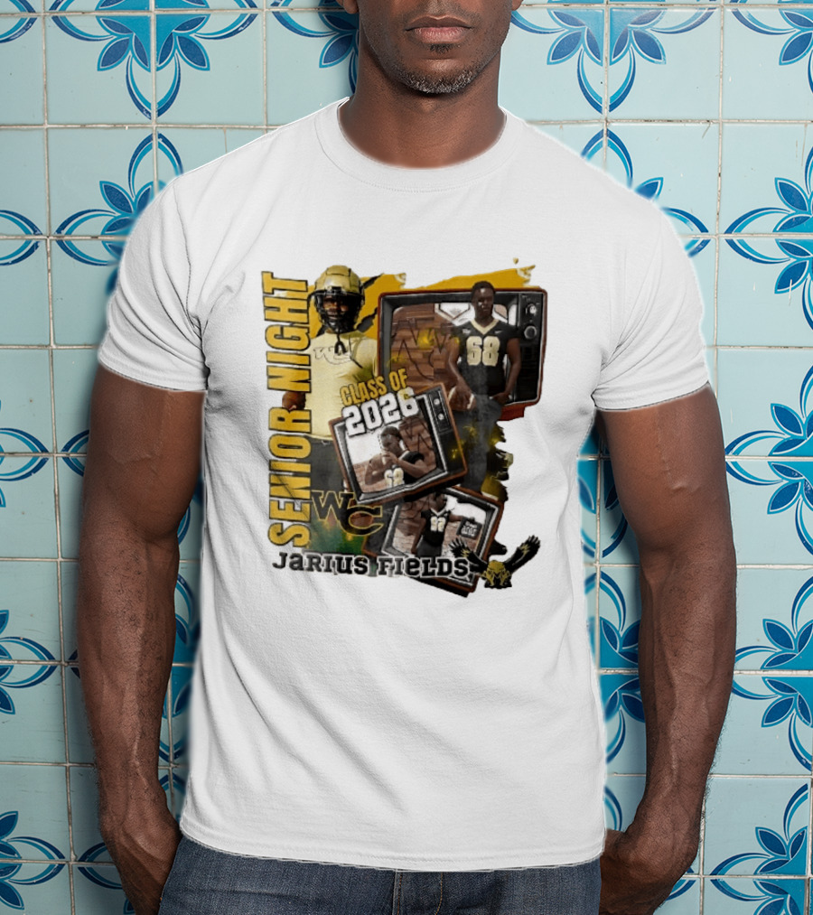 Senior Night Jarius Fields Class Of 2026 WC Football Player Collage T-Shirt