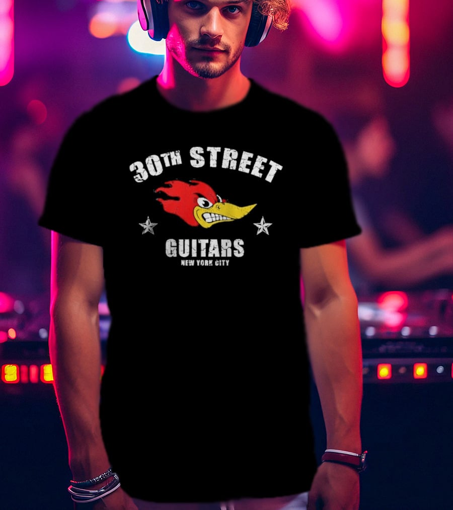 30th Street Guitars Bird New York City Stars T-Shirt
