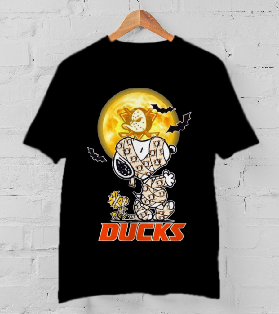 Anaheim Ducks X Snoopy And Woodstock Cosplay Mummy Halloween T-Shirt