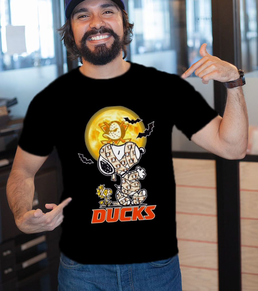 Anaheim Ducks X Snoopy And Woodstock Cosplay Mummy Halloween T-Shirt