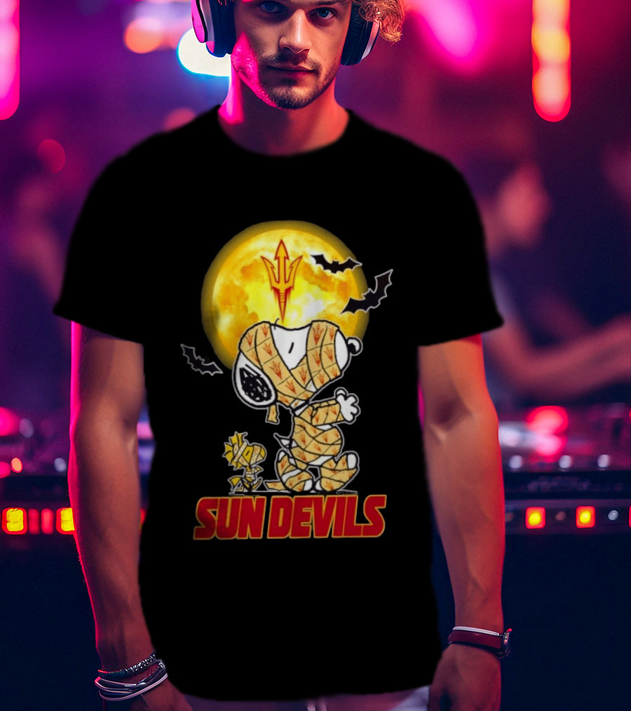 Arizona State Sun Devils Snoopy Woodstock Cosplay Mummy Halloween T-Shirt
