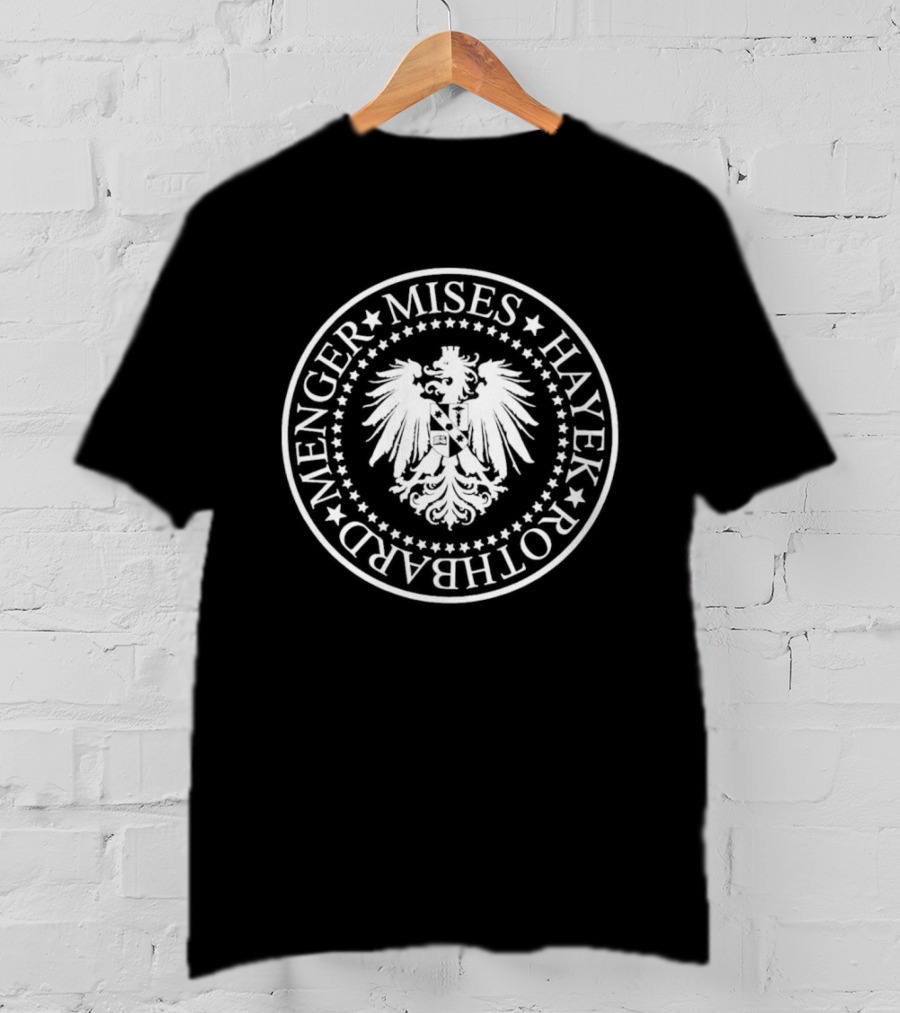 Austrian School Of Economics Mises Hayek Rothbard Menger Crest T-Shirt