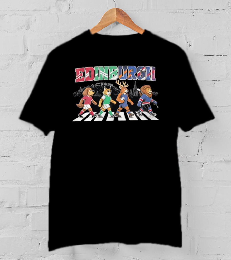 Edinburgh Animal Sports Crossing Abbey Road Football Rugby Hockey T-Shirt